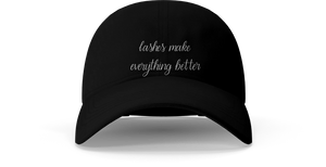 "lashes make everything better" Hat